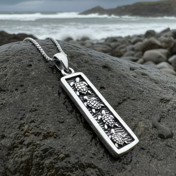 Hatchling Turtles Necklace in Sterling Silver | Pendant | Wiccan Center