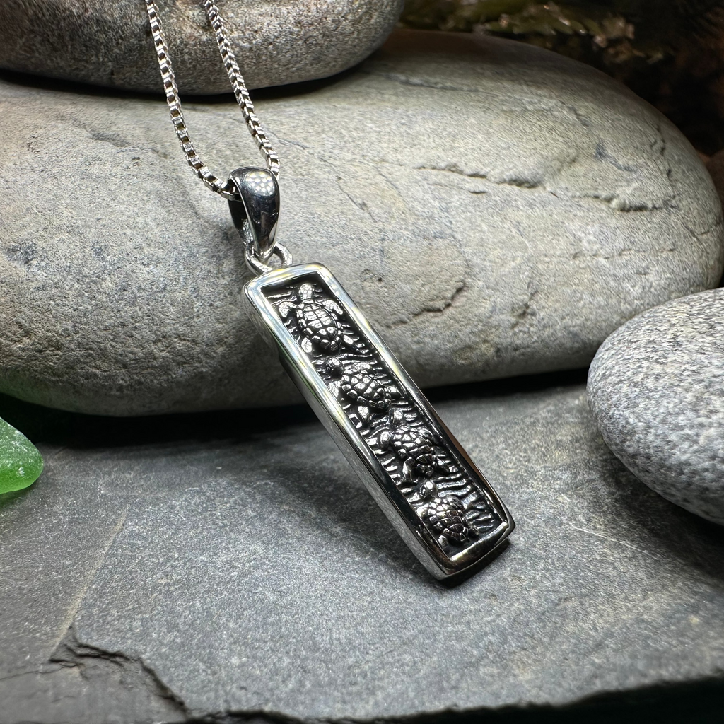 Hatchling Turtles Necklace in Sterling Silver | Pendant | Wiccan Center
