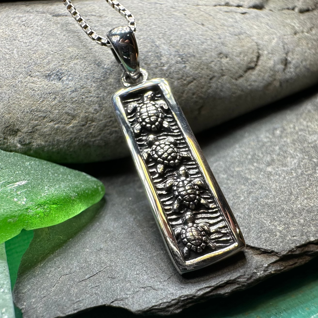 Hatchling Turtles Necklace in Sterling Silver | Pendant | Wiccan Center