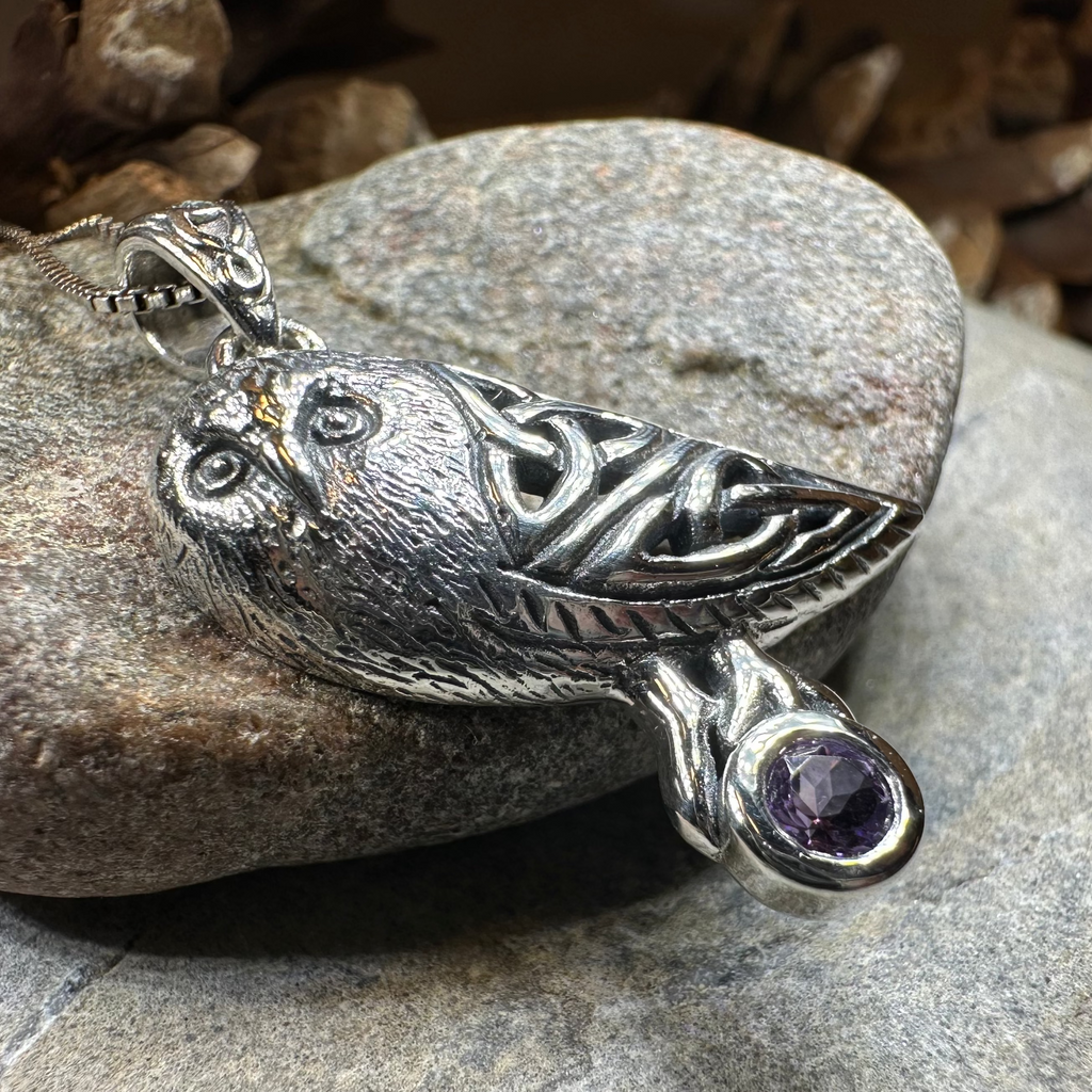 Minerva Celtic Owl Necklace in Sterling Silver
