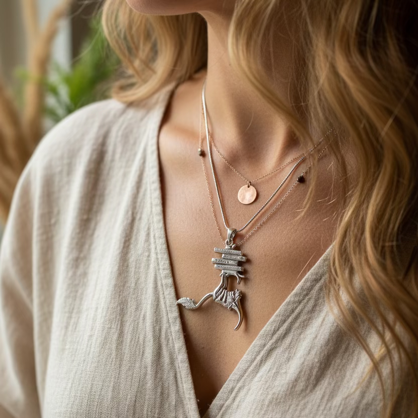 Book Lover Gnome Necklace in Sterling Silver