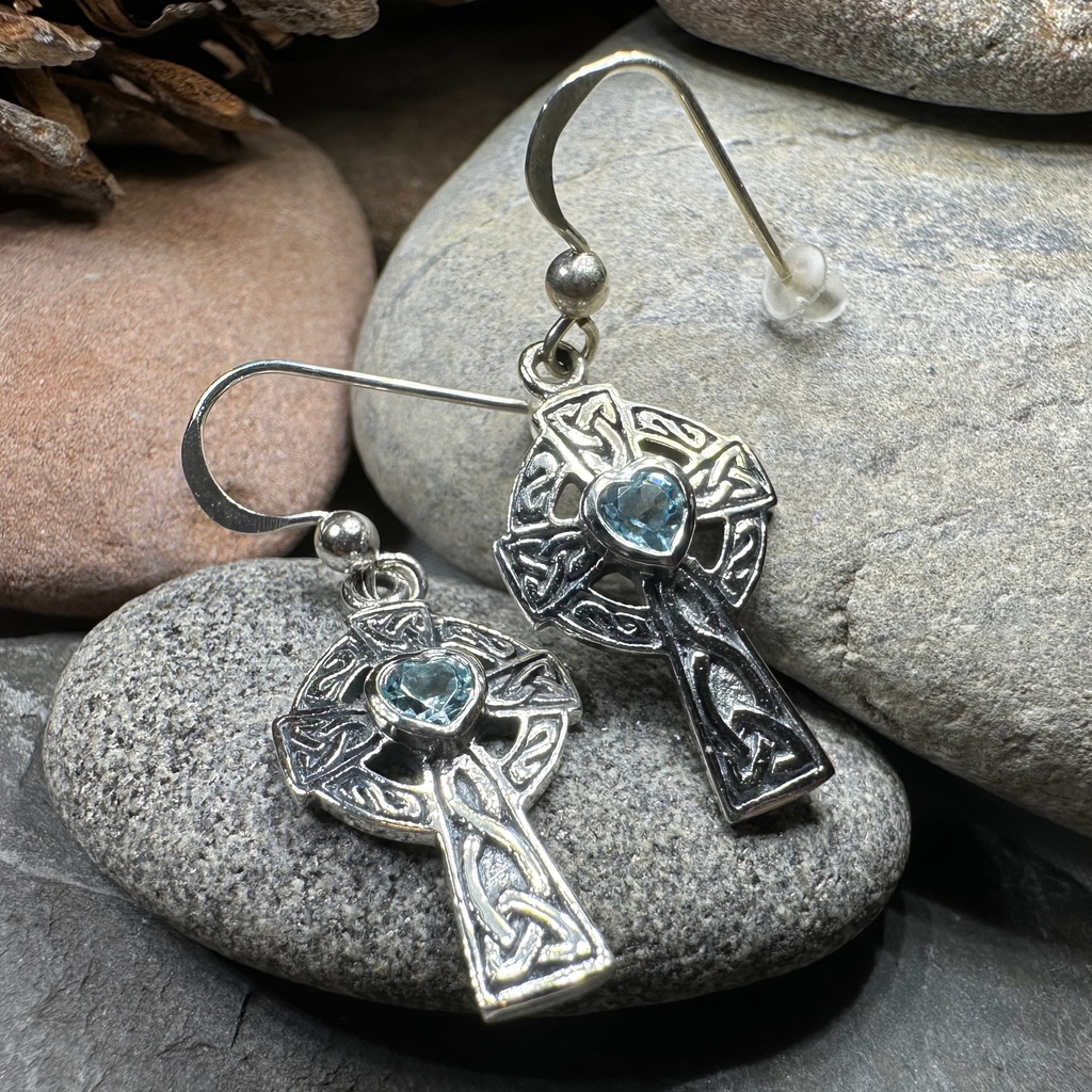 Celtic Cross Heart Earrings | Dangle Earrings | Wiccan Center