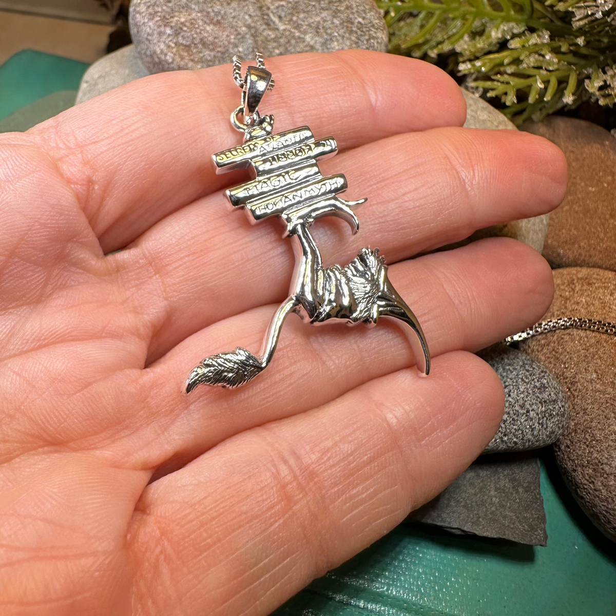 Book Lover Gnome Necklace in Sterling Silver | Pendant | Wiccan Center