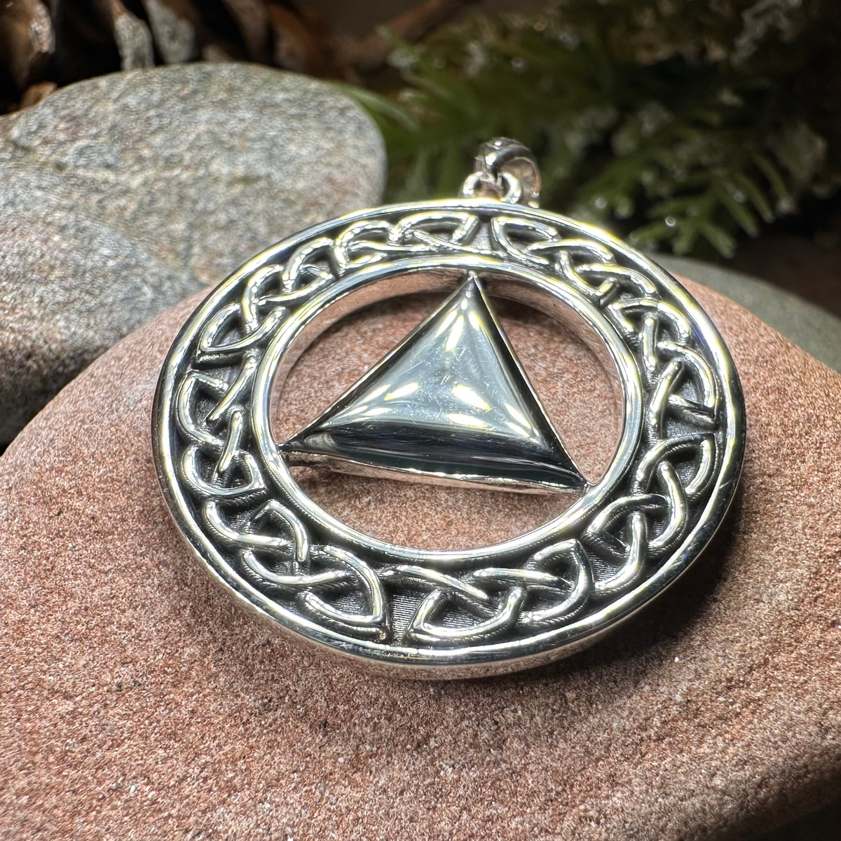 Large Celtic AA Sobriety Necklace in Sterling Silver | Pendant | Wiccan Center
