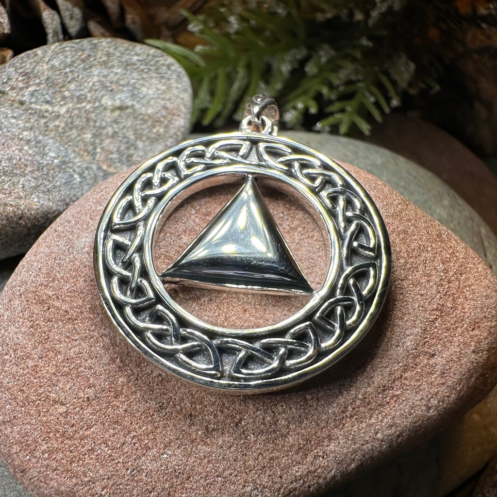 Large Celtic AA Sobriety Necklace in Sterling Silver | Pendant | Wiccan Center