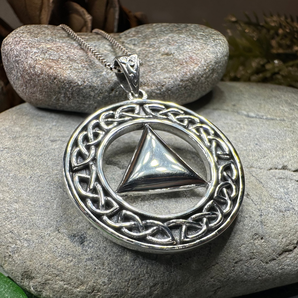 Large Celtic AA Sobriety Necklace in Sterling Silver | Pendant | Wiccan Center