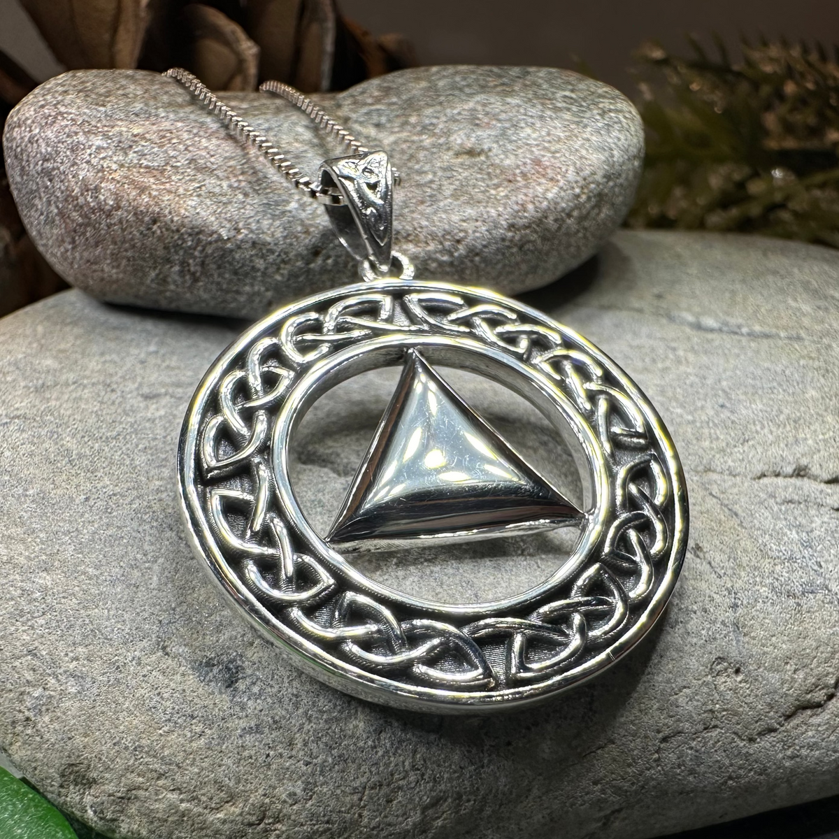Large Celtic AA Sobriety Necklace in Sterling Silver | Pendant | Wiccan Center