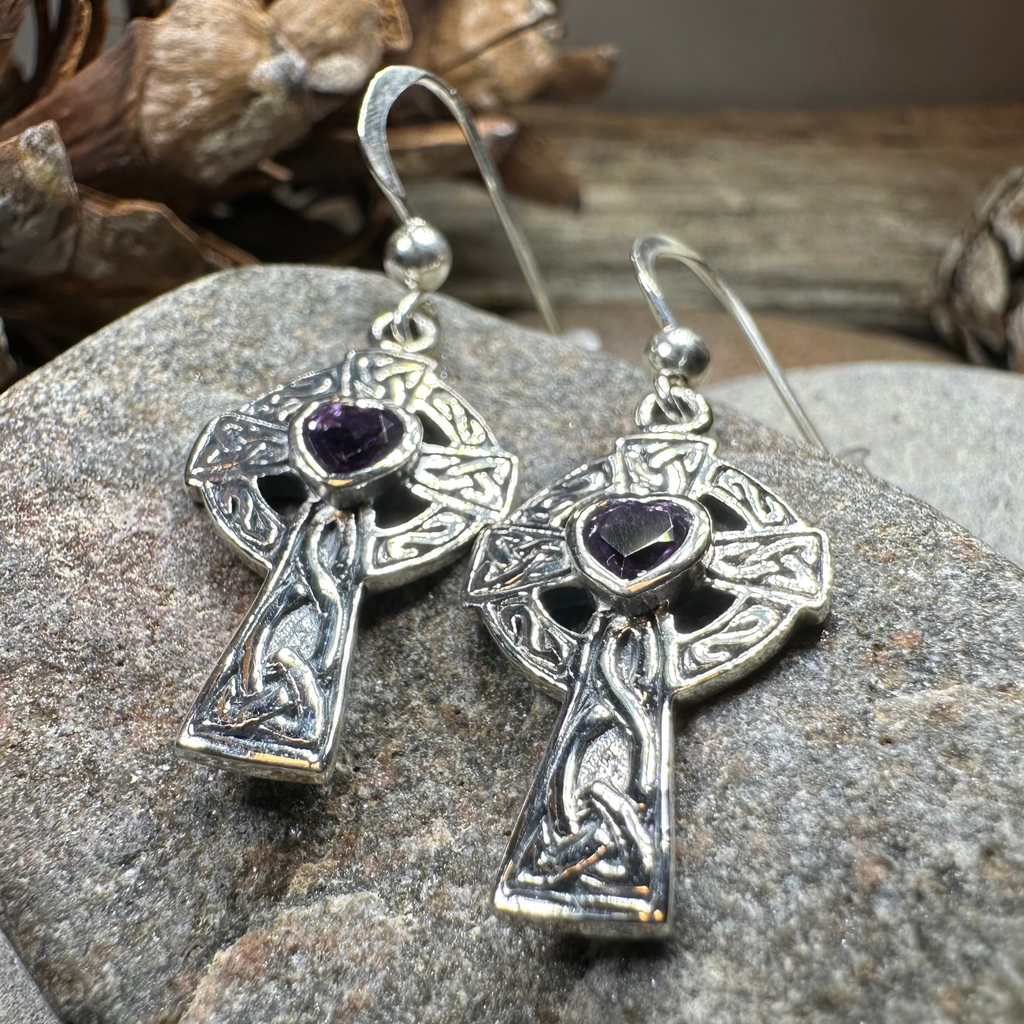 Celtic Cross Heart Earrings | Dangle Earrings | Wiccan Center