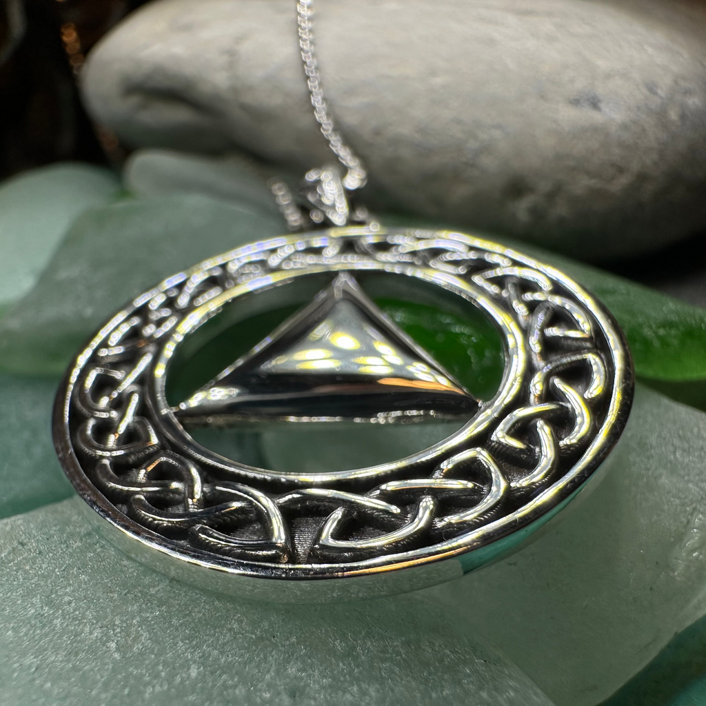 Large Celtic AA Sobriety Necklace in Sterling Silver | Pendant | Wiccan Center