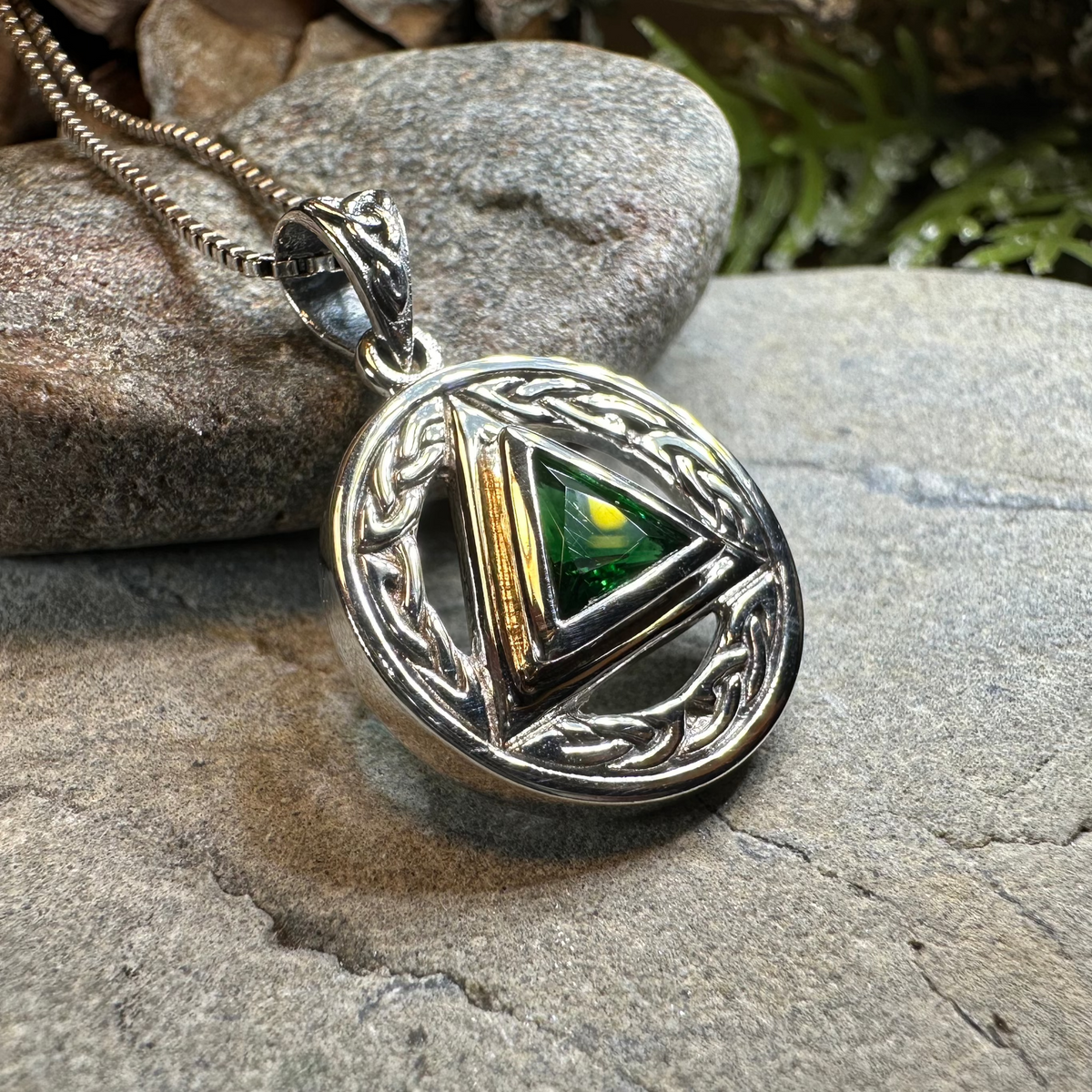 Gemstone Celtic AA Sobriety Necklace in Sterling Silver | Pendant | Wiccan Center