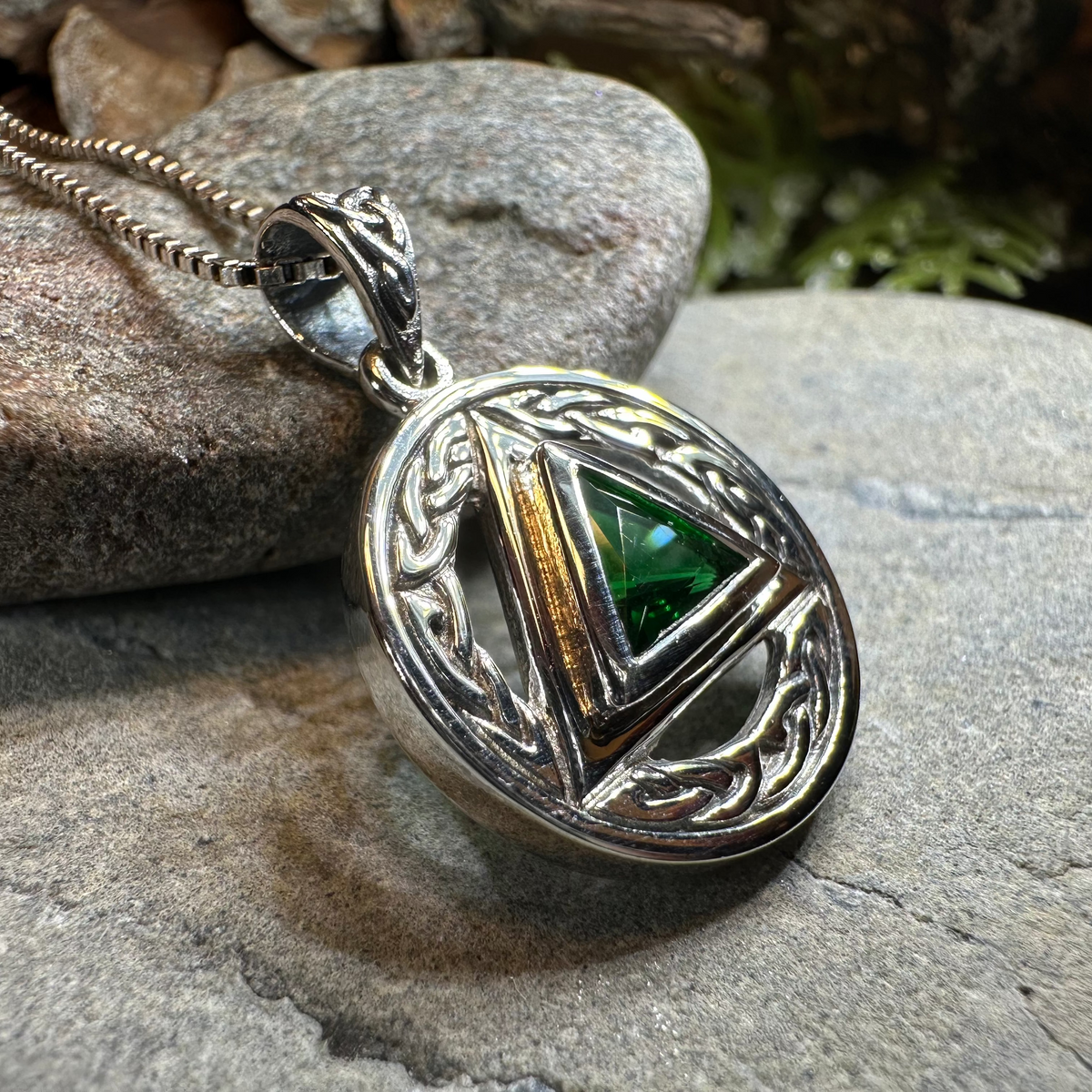 Gemstone Celtic AA Sobriety Necklace in Sterling Silver | Pendant | Wiccan Center