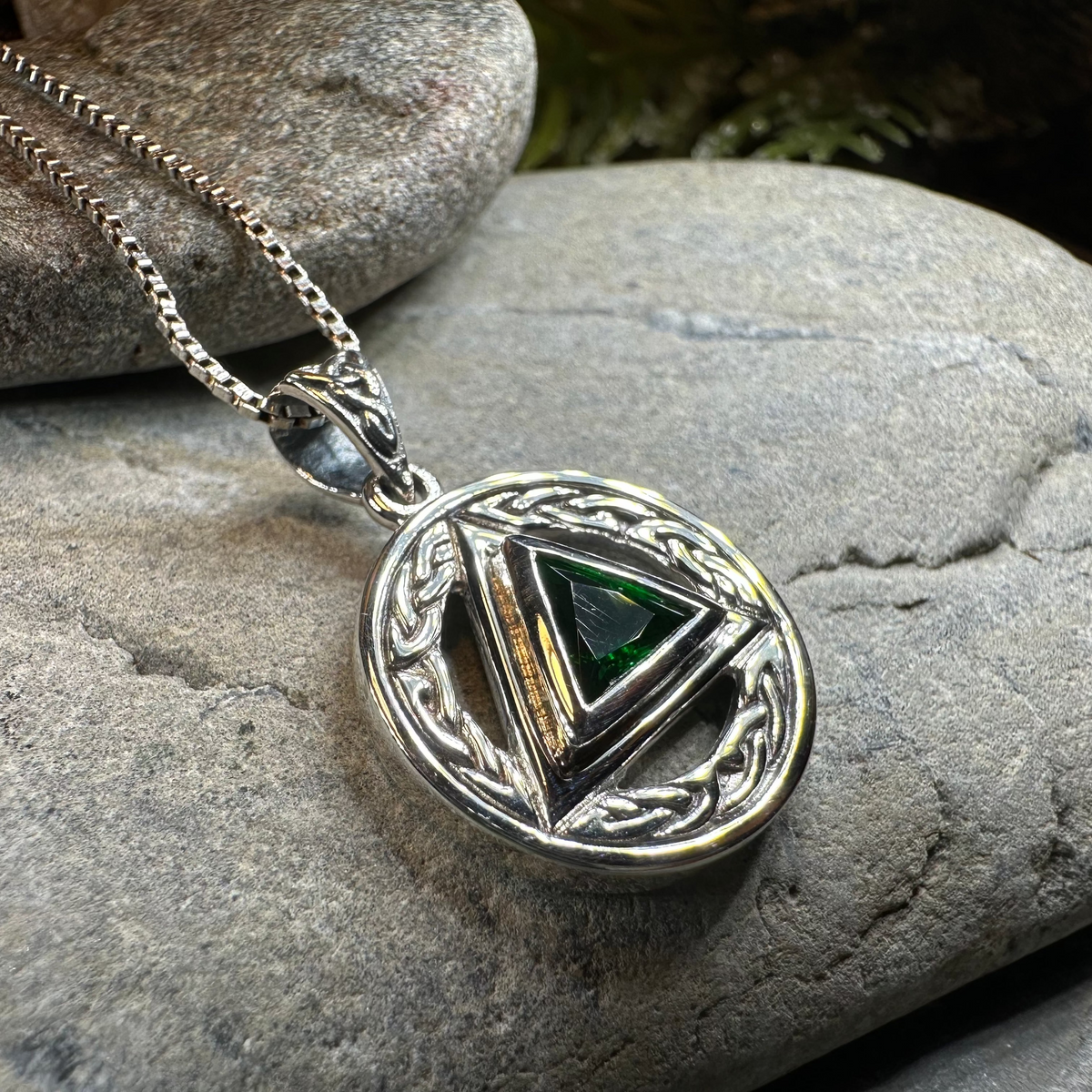 Gemstone Celtic AA Sobriety Necklace in Sterling Silver | Pendant | Wiccan Center