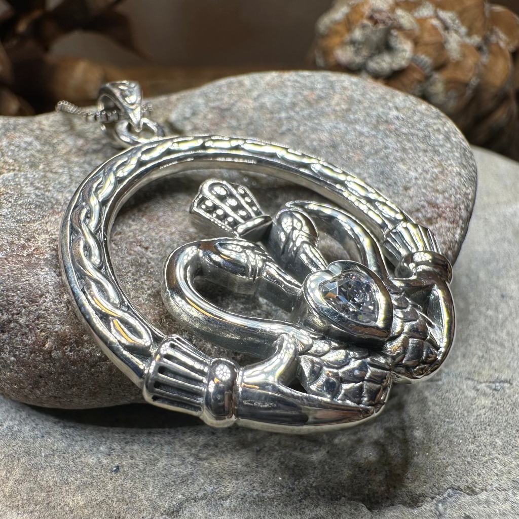 Celtic Swan Claddagh Necklace in Sterling Silver | Pendant | Wiccan Center