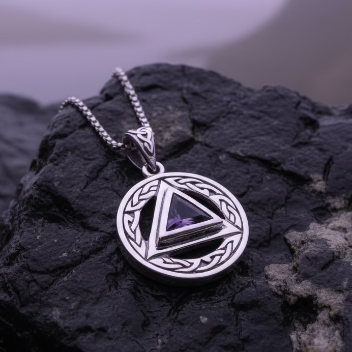 Gemstone Celtic AA Sobriety Necklace in Sterling Silver | Pendant | Wiccan Center