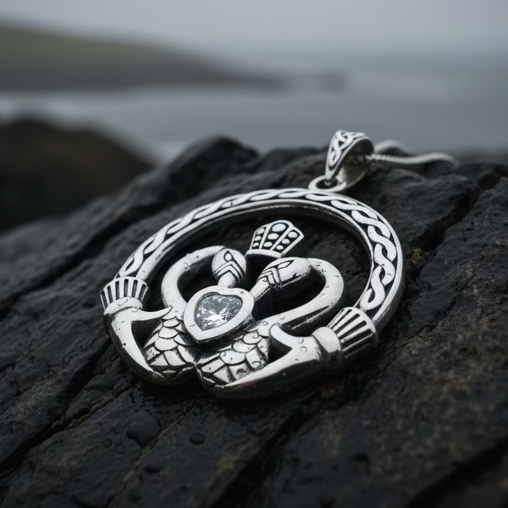 Celtic Swan Claddagh Necklace in Sterling Silver | Pendant | Wiccan Center