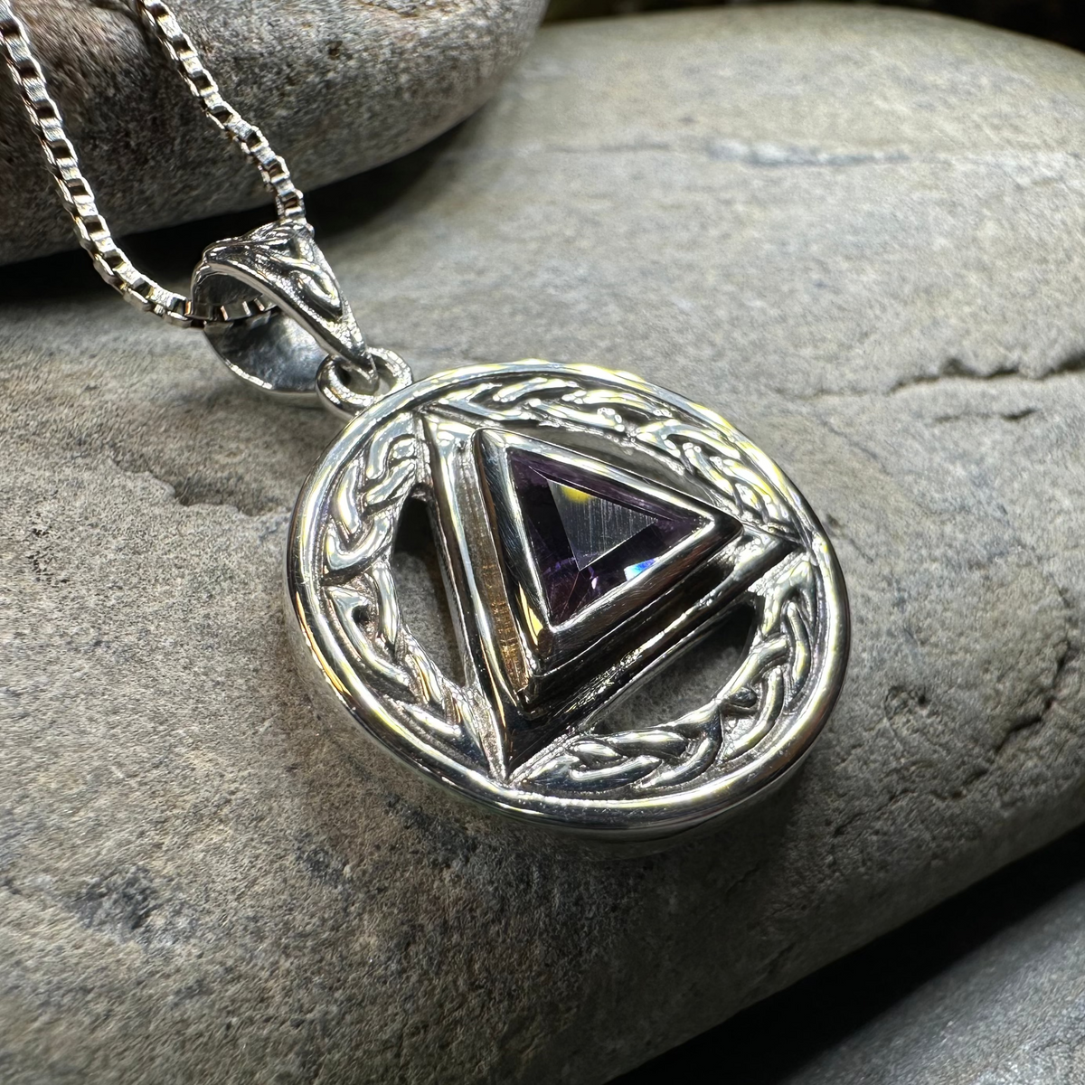 Gemstone Celtic AA Sobriety Necklace in Sterling Silver | Pendant | Wiccan Center