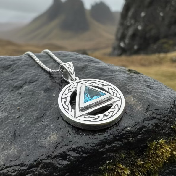 Gemstone Celtic AA Sobriety Necklace in Sterling Silver | Pendant | Wiccan Center