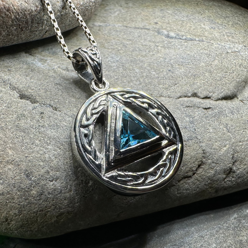 Gemstone Celtic AA Sobriety Necklace in Sterling Silver | Pendant | Wiccan Center