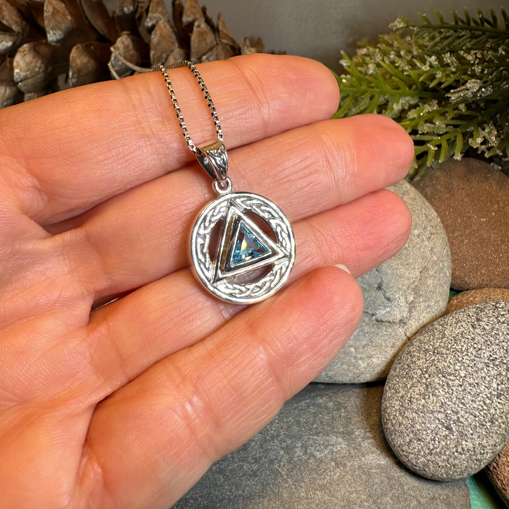 Gemstone Celtic AA Sobriety Necklace in Sterling Silver | Pendant | Wiccan Center