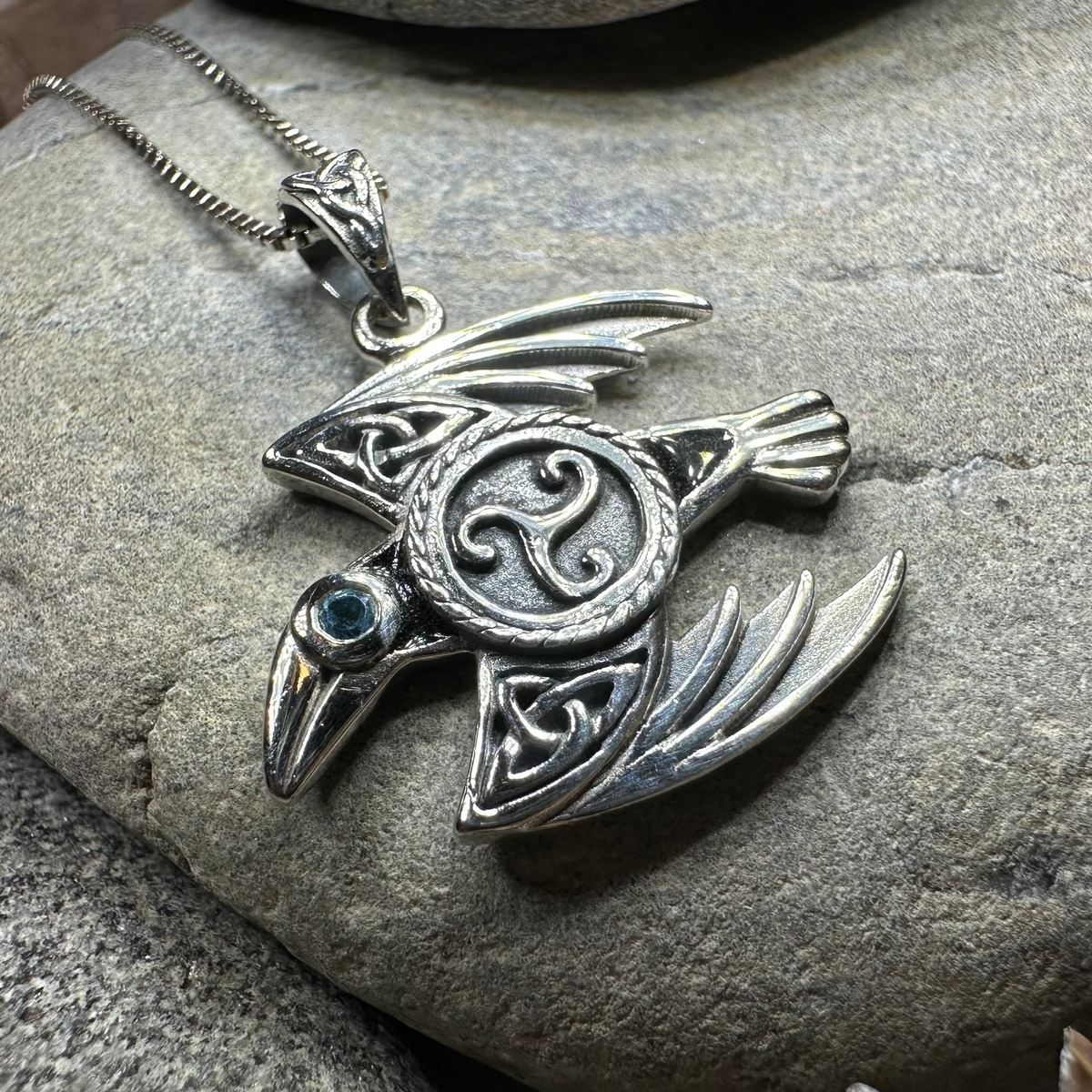 Astrid Celtic Raven Necklace in Sterling Silver | Pendant | Wiccan Center