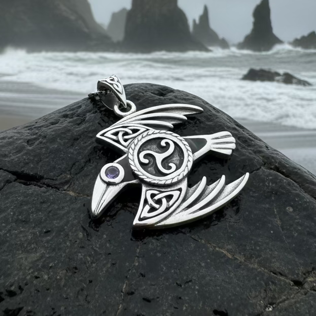 Astrid Celtic Raven Necklace in Sterling Silver | Pendant | Wiccan Center