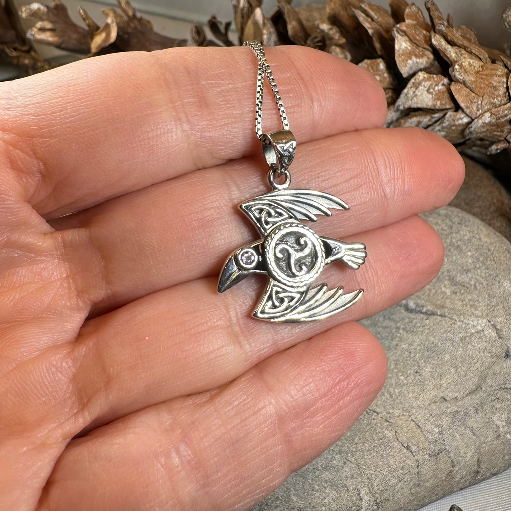 Astrid Celtic Raven Necklace in Sterling Silver | Pendant | Wiccan Center