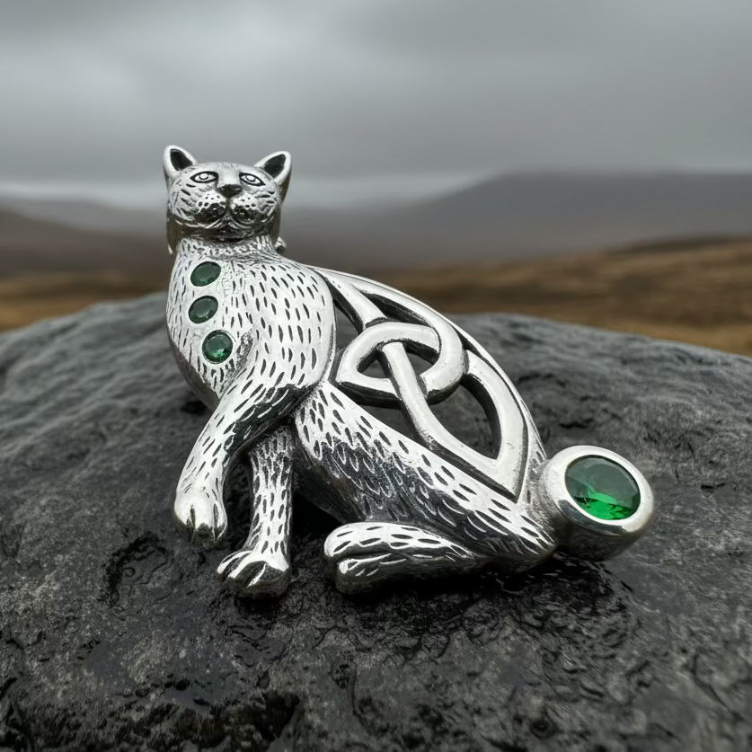 Salem Celtic Cat Necklace in Sterling Silver | Pendant | Wiccan Center