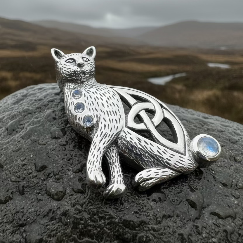 Salem Celtic Cat Necklace in Sterling Silver | Pendant | Wiccan Center