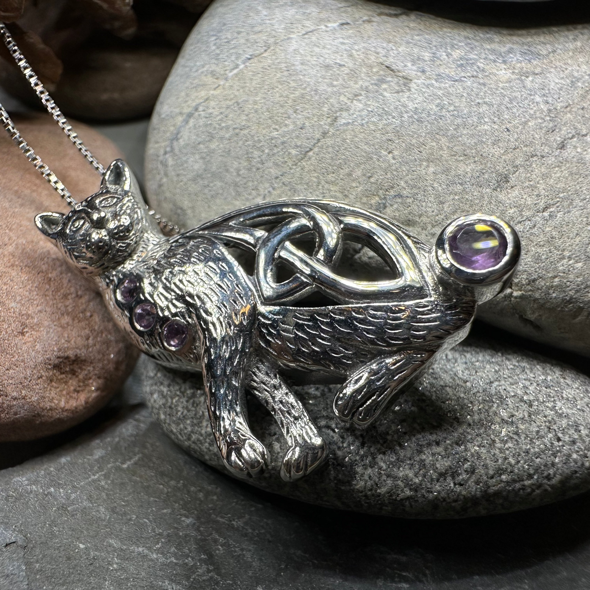 Salem Celtic Cat Necklace in Sterling Silver | Pendant | Wiccan Center