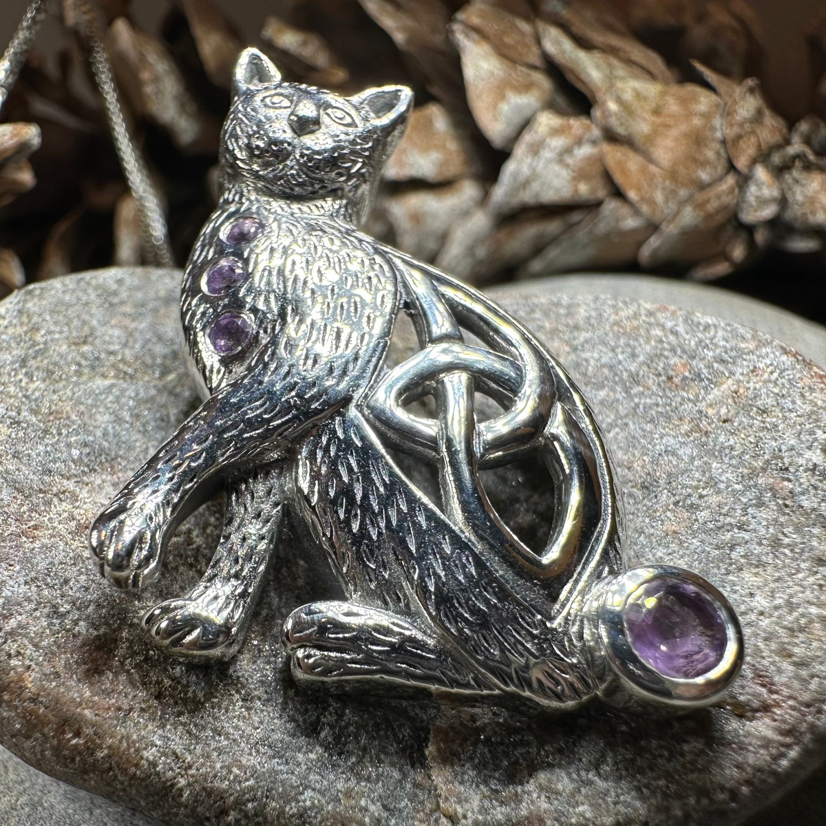 Salem Celtic Cat Necklace in Sterling Silver | Pendant | Wiccan Center