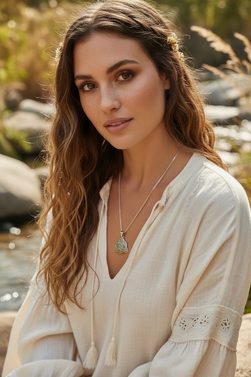 Celtic Peace Sign Necklace in Sterling Silver