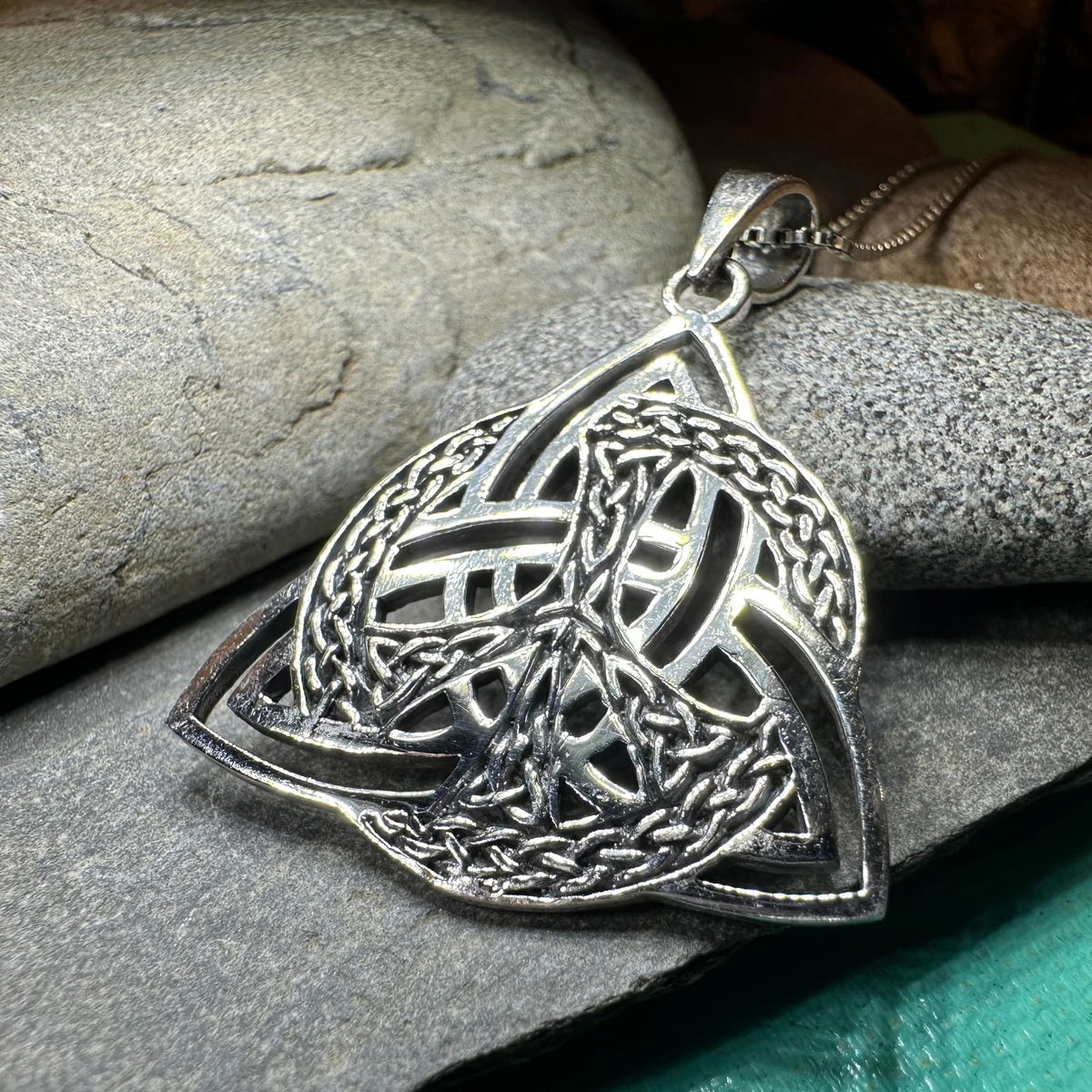 Celtic Peace Sign Necklace in Sterling Silver