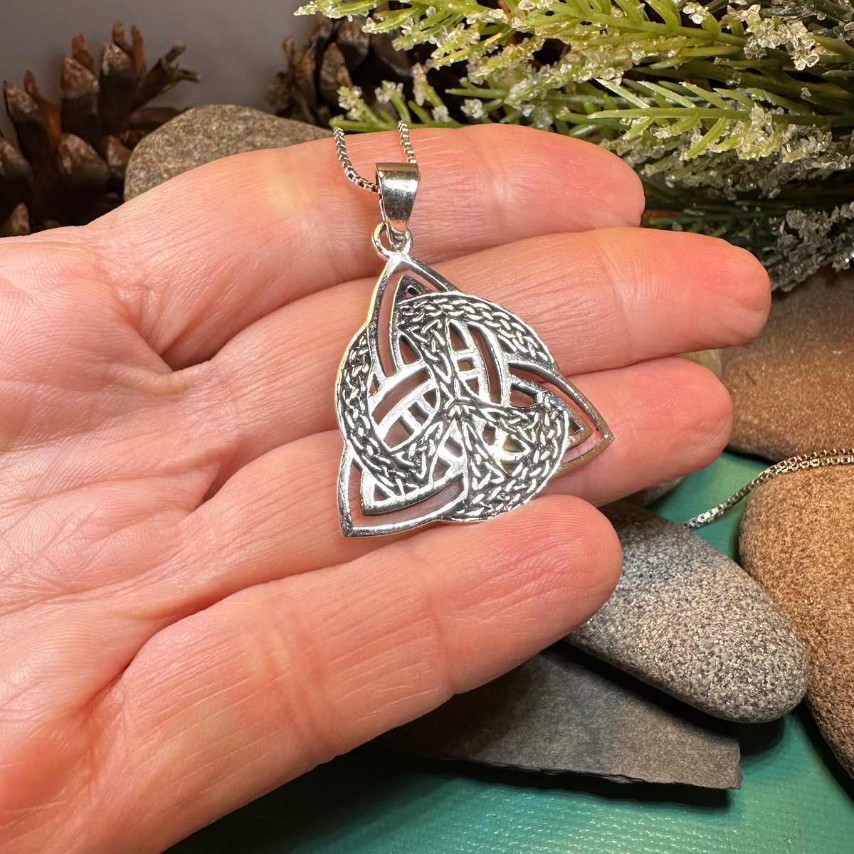 Celtic Peace Sign Necklace in Sterling Silver