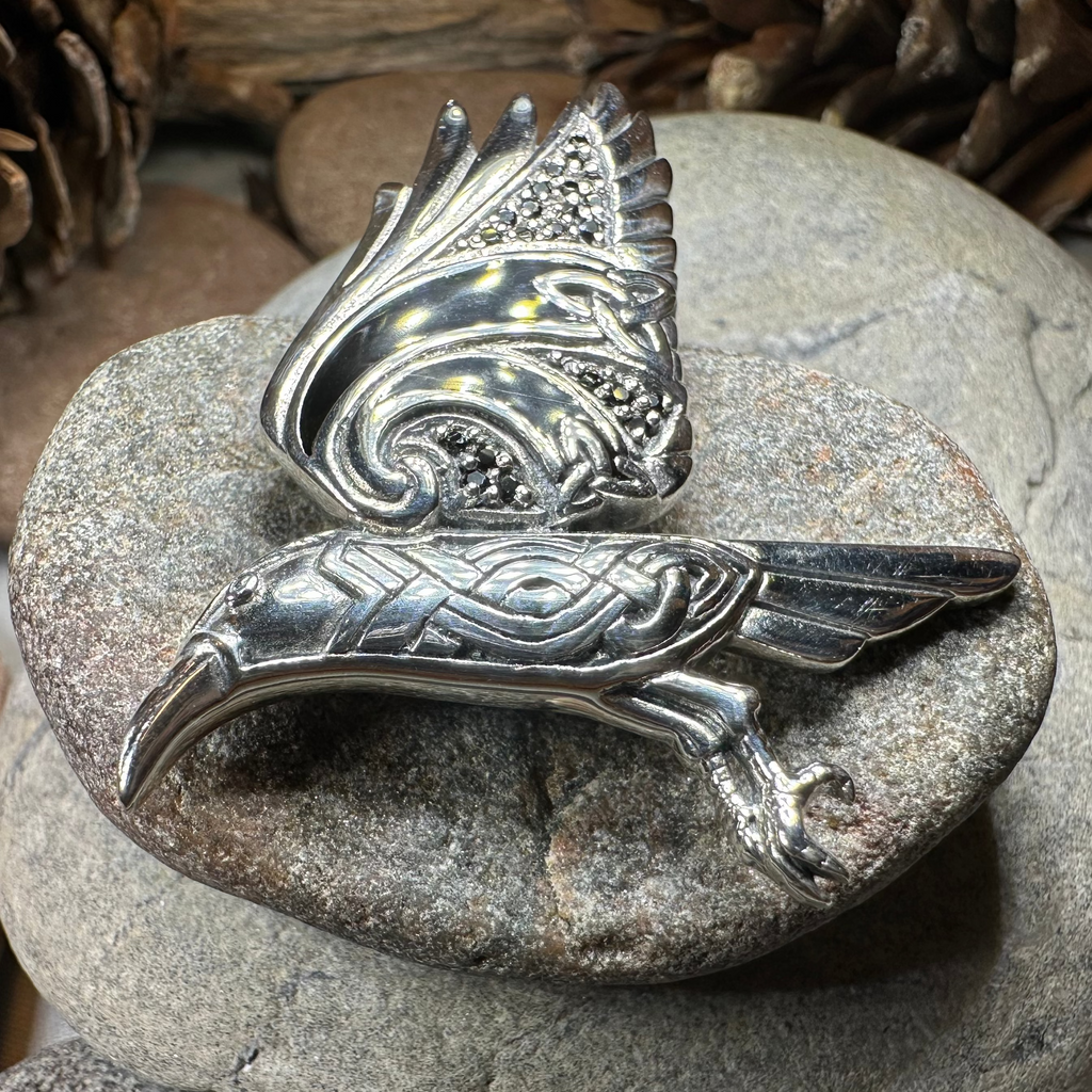 Ashild Raven Celtic Necklace in Sterling Silver | Pendant | Wiccan Center