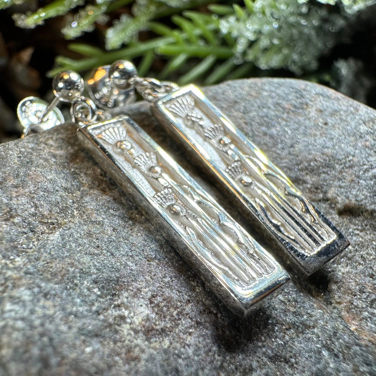 Ella Triple Scottish Thistle Earrings - Handmade in Scotland | Dangle Earrings | Wiccan Center