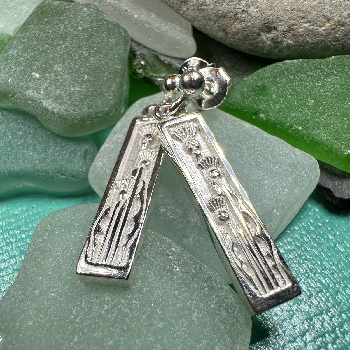 Ella Triple Scottish Thistle Earrings - Handmade in Scotland | Dangle Earrings | Wiccan Center