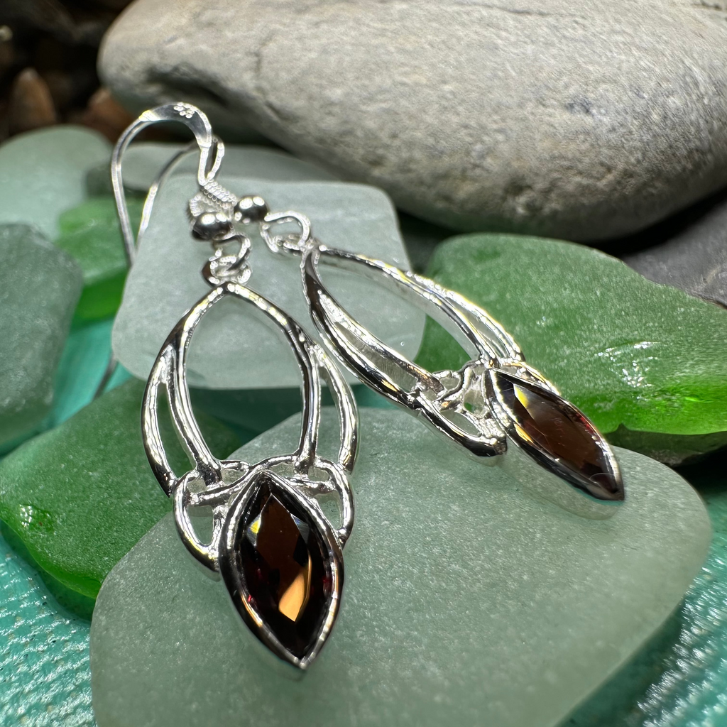 Garnet Trinity Knot Earrings | Dangle Earrings | Wiccan Center