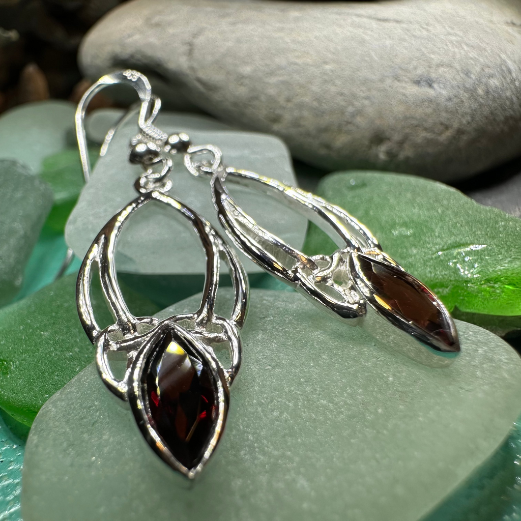 Garnet Trinity Knot Earrings | Dangle Earrings | Wiccan Center