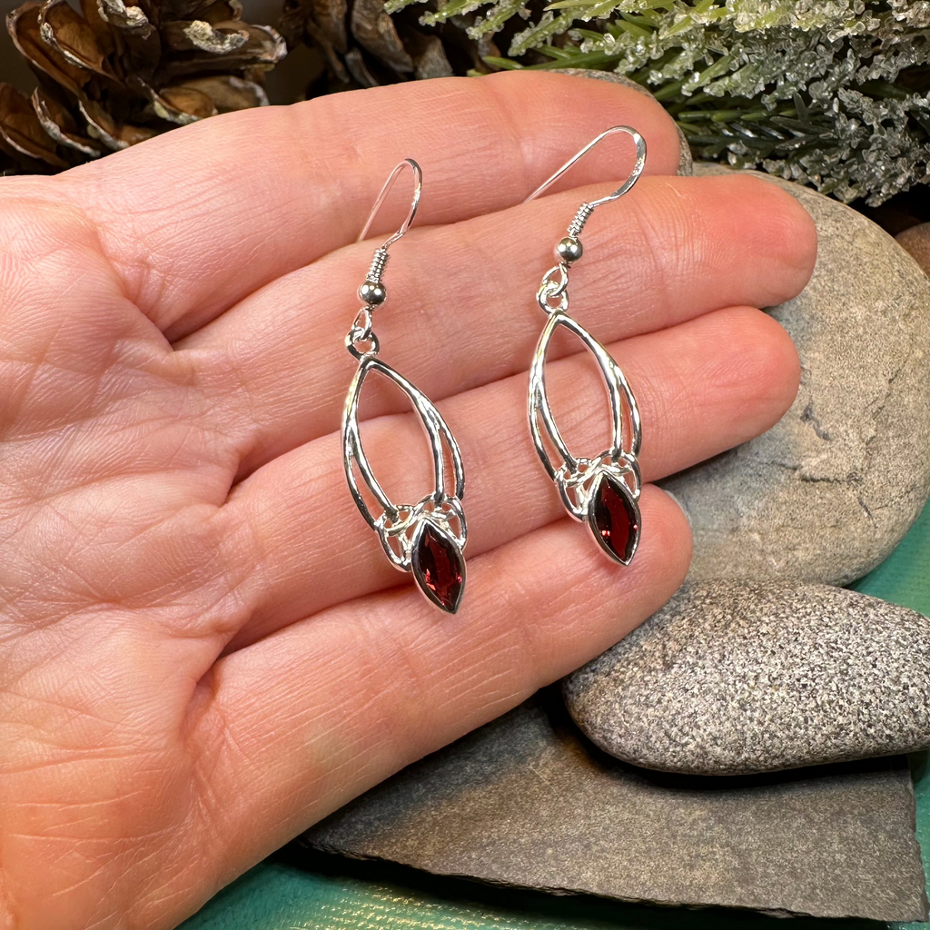 Garnet Trinity Knot Earrings | Dangle Earrings | Wiccan Center