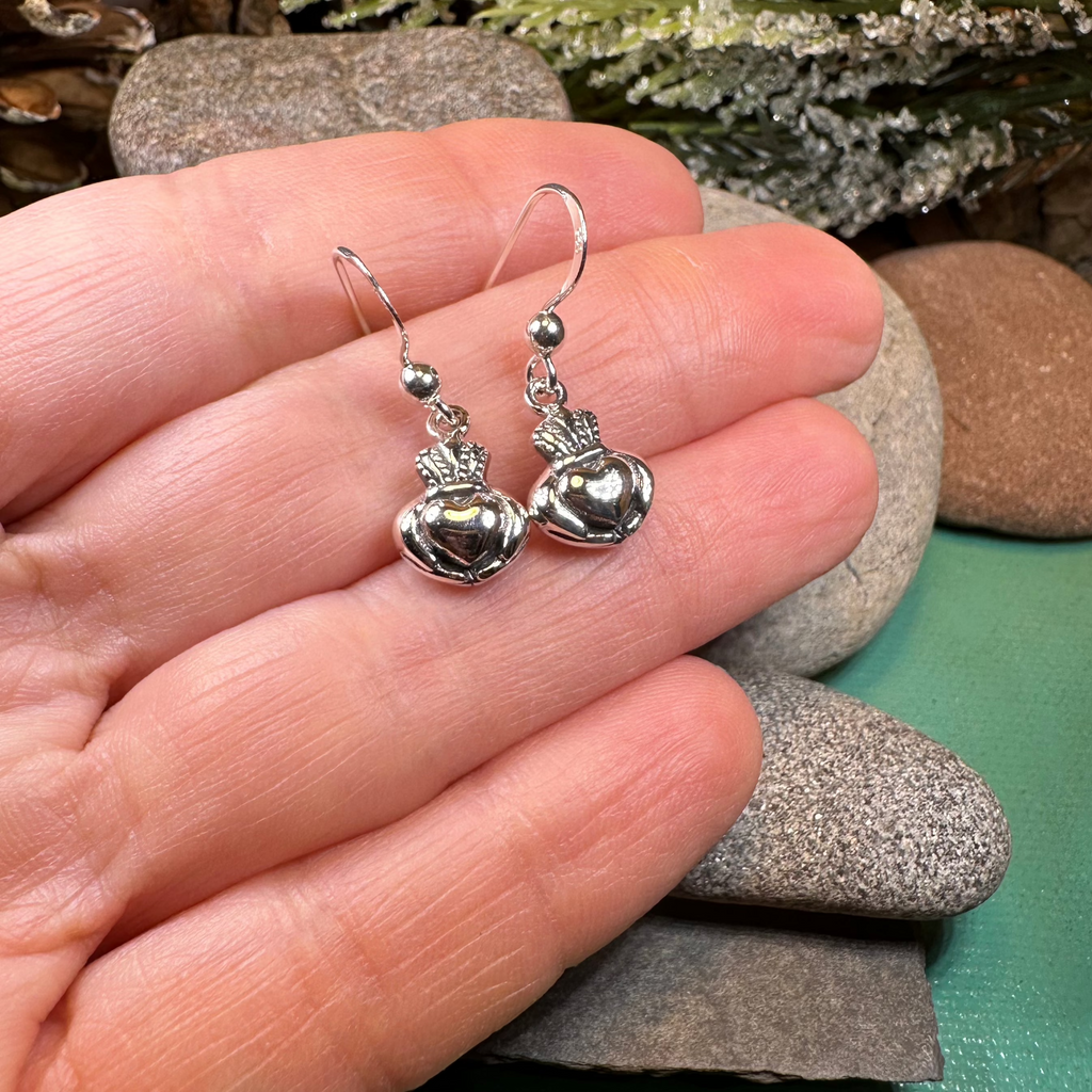 Idalia Irish Claddagh Earrings in Sterling Silver | Dangle Earrings | Wiccan Center