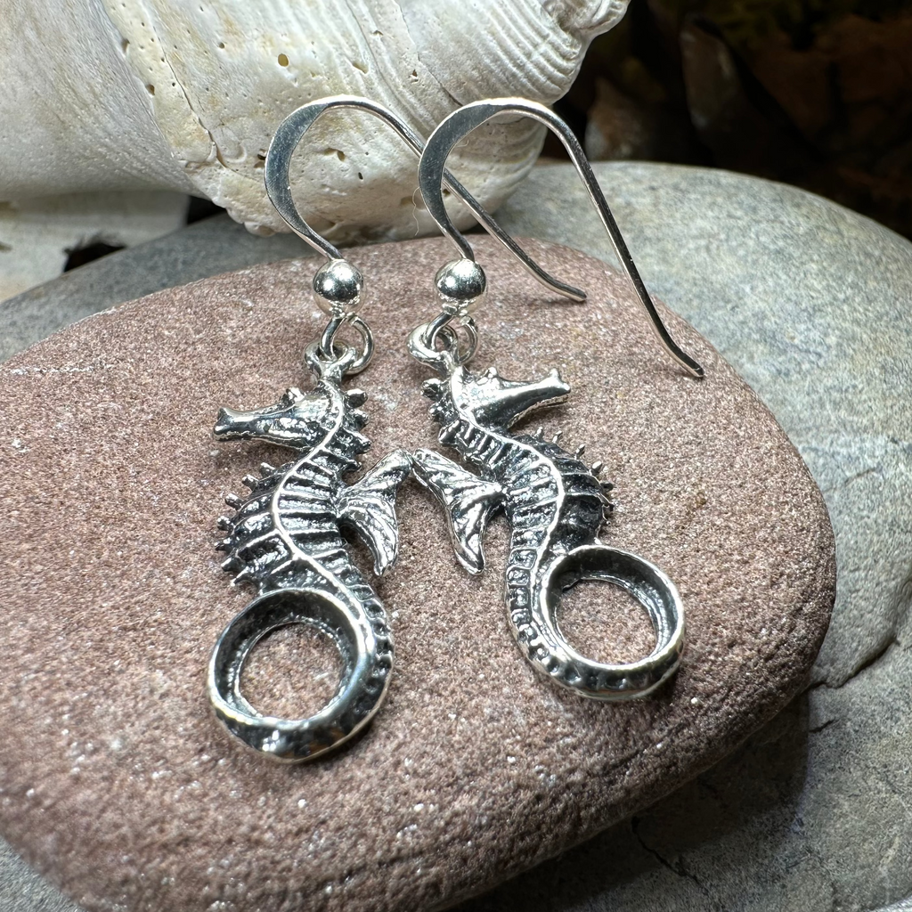 Seaforth Seahorse Earrings in Sterling Silver | Dangle Earrings | Wiccan Center