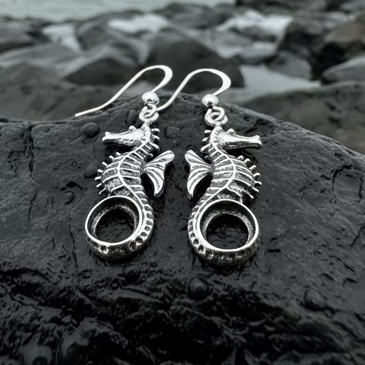 Seaforth Seahorse Earrings in Sterling Silver | Dangle Earrings | Wiccan Center