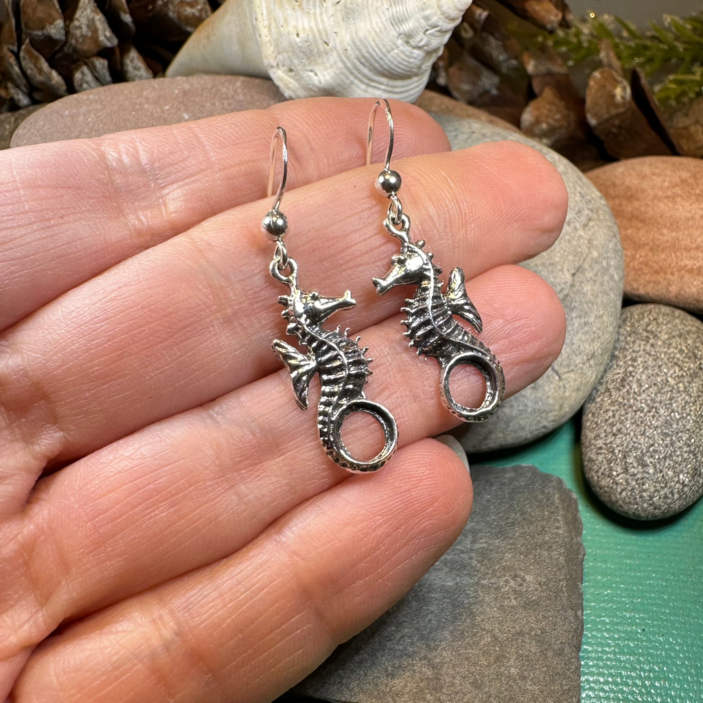 Seaforth Seahorse Earrings in Sterling Silver | Dangle Earrings | Wiccan Center