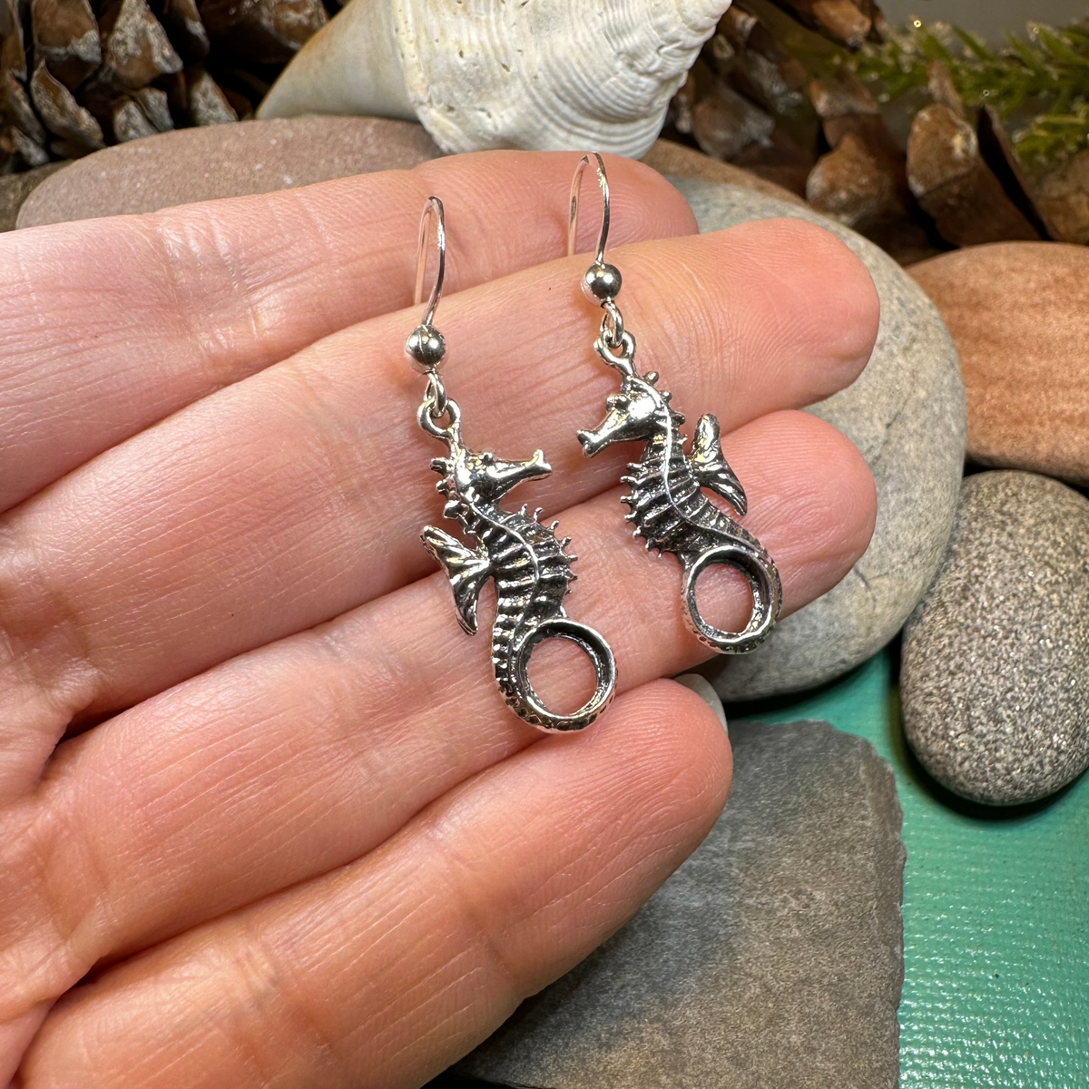 Seaforth Seahorse Earrings in Sterling Silver | Dangle Earrings | Wiccan Center