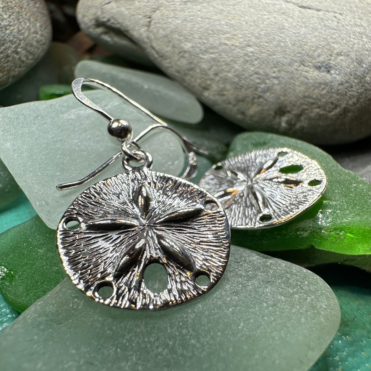 Seabrook Realistic Sand Dollar Earrings in Sterling Silver