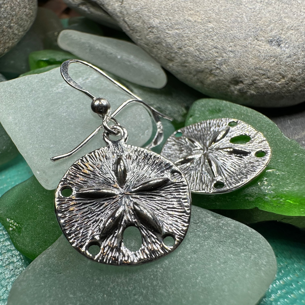 Seabrook Realistic Sand Dollar Earrings in Sterling Silver