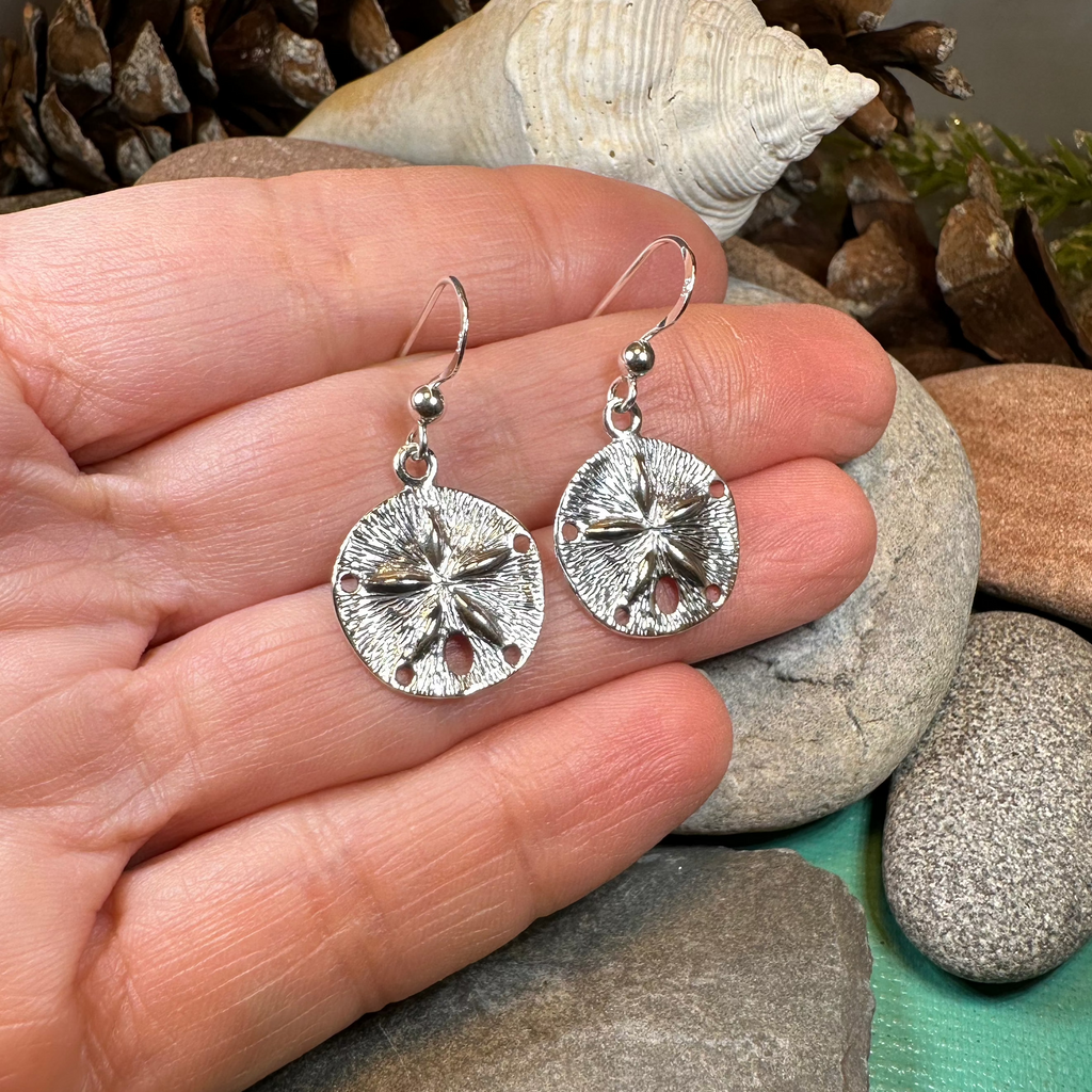 Seabrook Realistic Sand Dollar Earrings in Sterling Silver