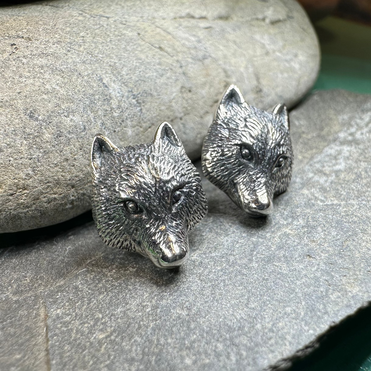 Forest Song Wolf Post Earrings in Sterling Silver | Post Earrings | Wiccan Center