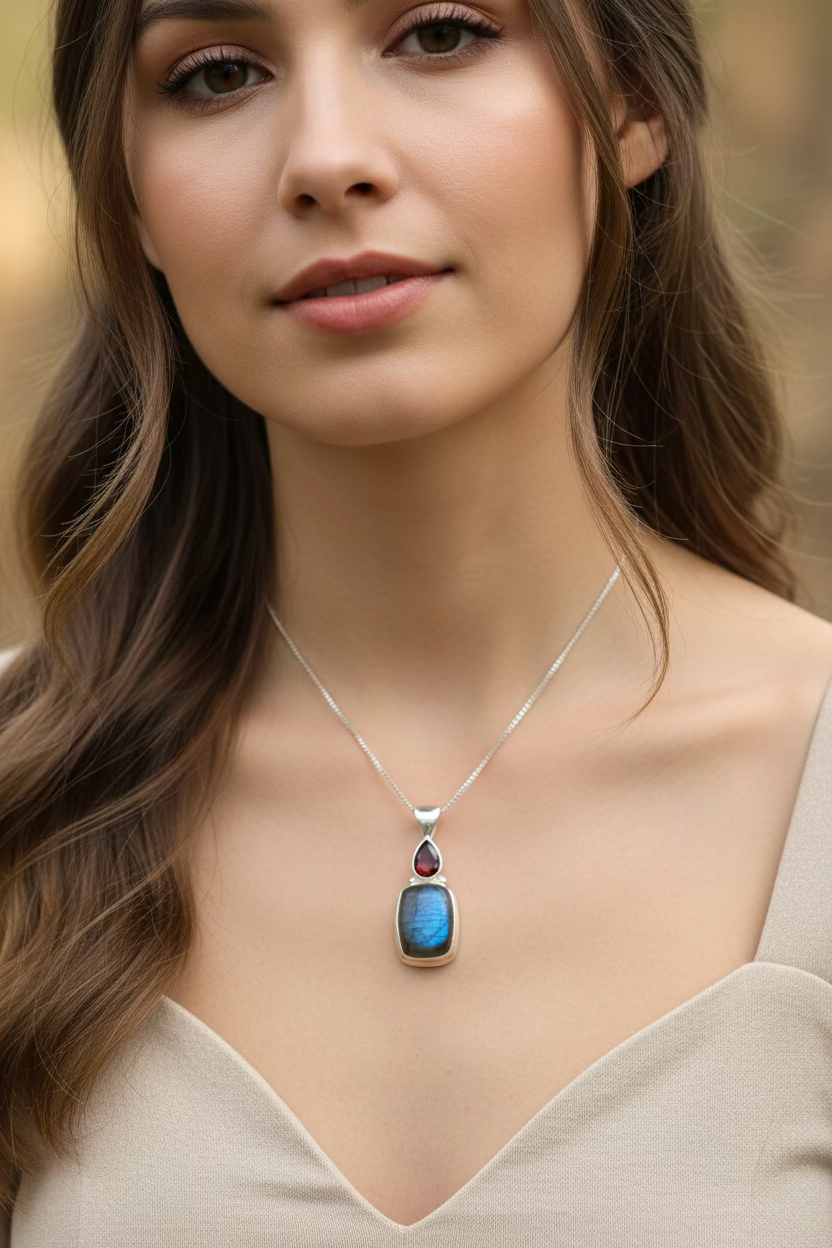 Briony Labradorite Necklace in Sterling Silver | Pendant | Wiccan Center
