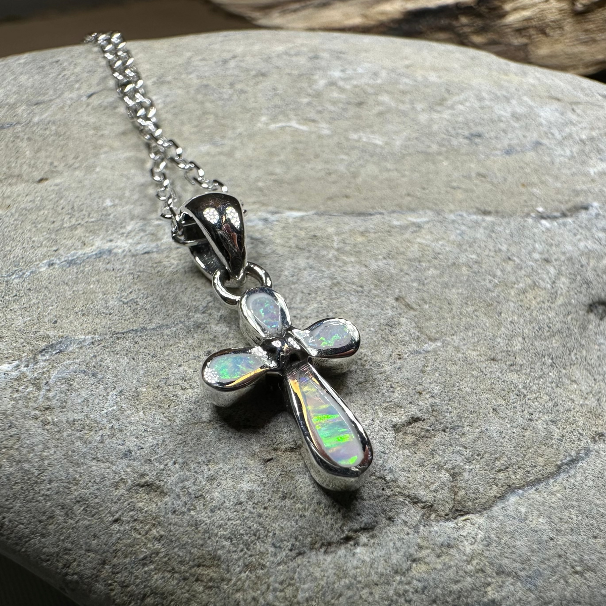 Petite Opal Celtic Cross Necklace | Pendant | Wiccan Center
